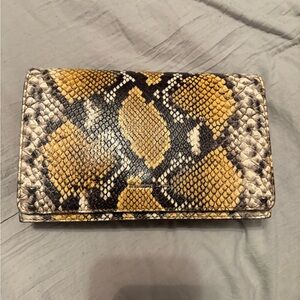 Massimo Dutti Yellow and Black Snake Print Clutch